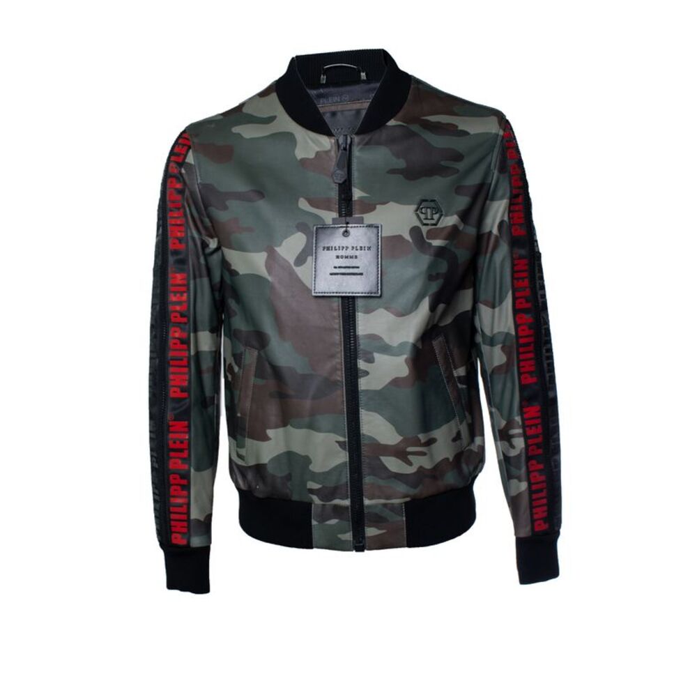 Philipp Plein, camo leather bomber jacket